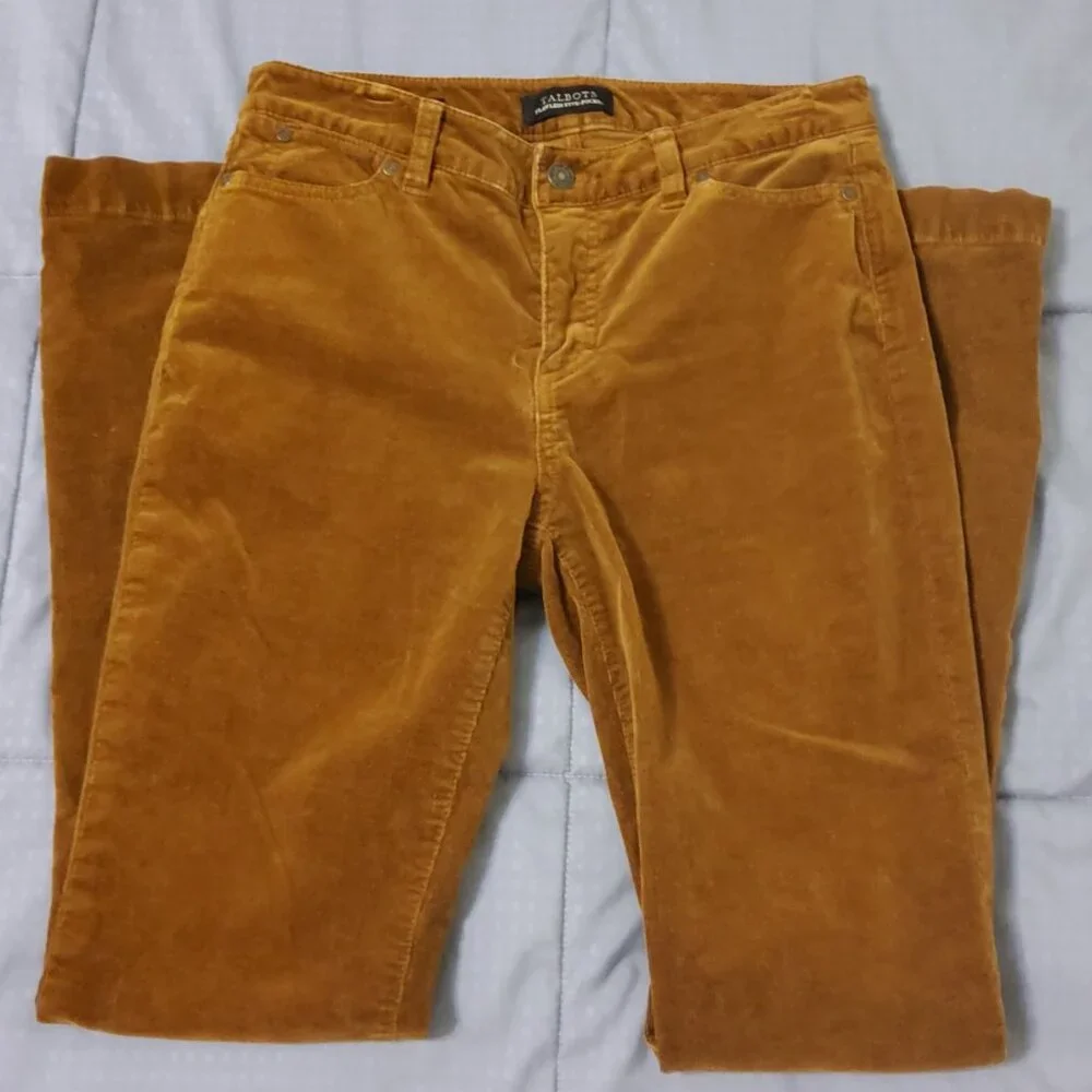 Talbots Mustard Gold Corduroy Wide Leg Flare Pants Vintage Style EUC